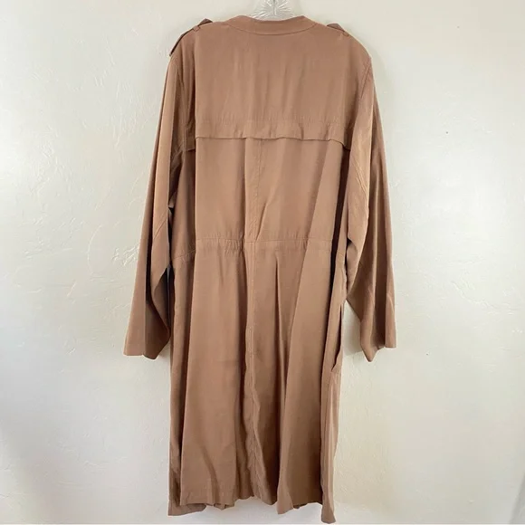 Lane Bryant Size 26/28 Khaki Tan Full Sleeve Open Long Trench Coat Jacket - Picture 6 of 7